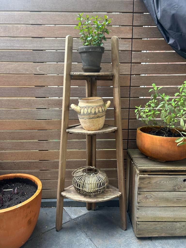 Houten plantenrek, Tuin en Terras, Gebruikt, Balkon, Minder dan 60 cm, Ophalen of Verzenden