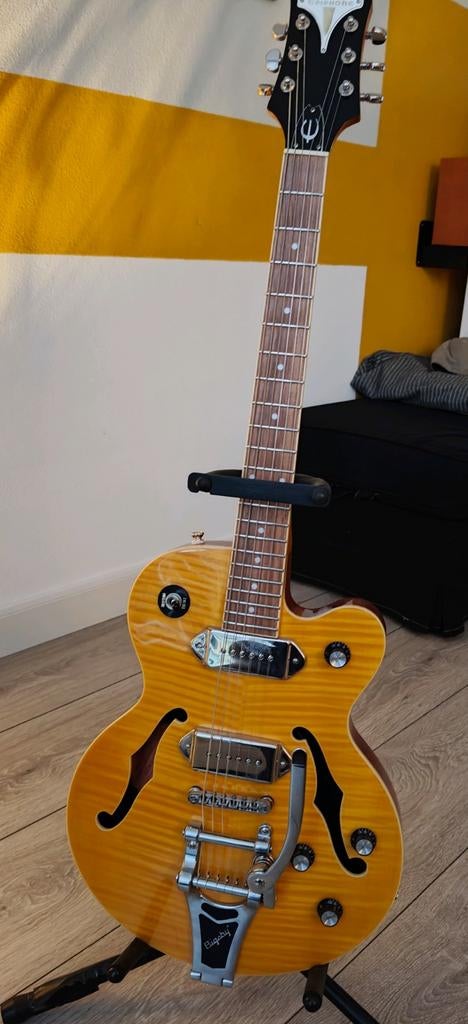 Epiphone Wildkat semi-hollow/Bigsby/P90, Ophalen, Zo goed als nieuw, Semi-solid body, Epiphone