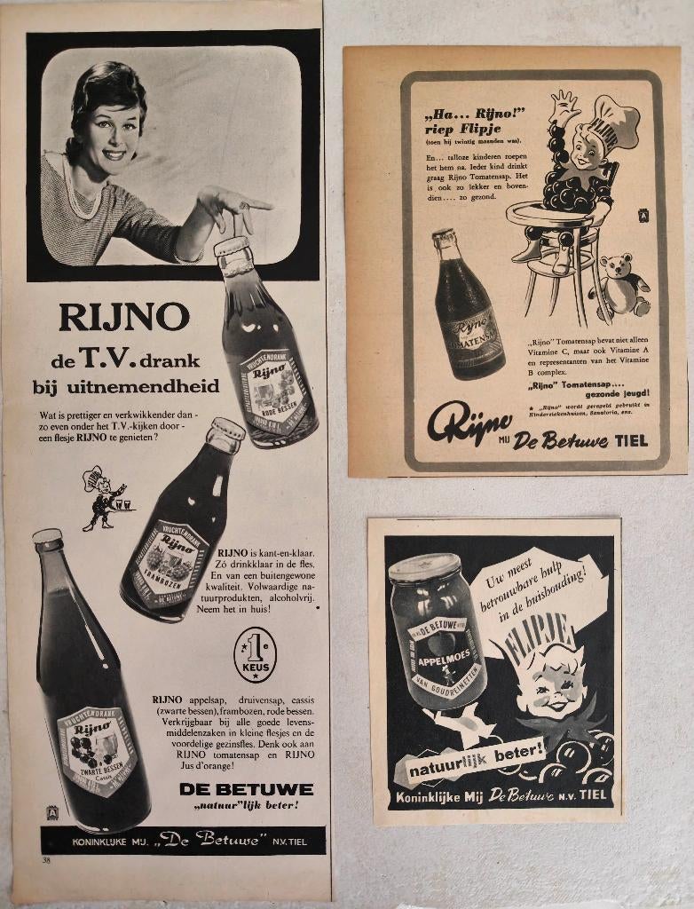 Flipje Tiel 11 oude advertenties uit 1950 tot 1961, Ophalen of Verzenden, Gebruikt, Overige typen