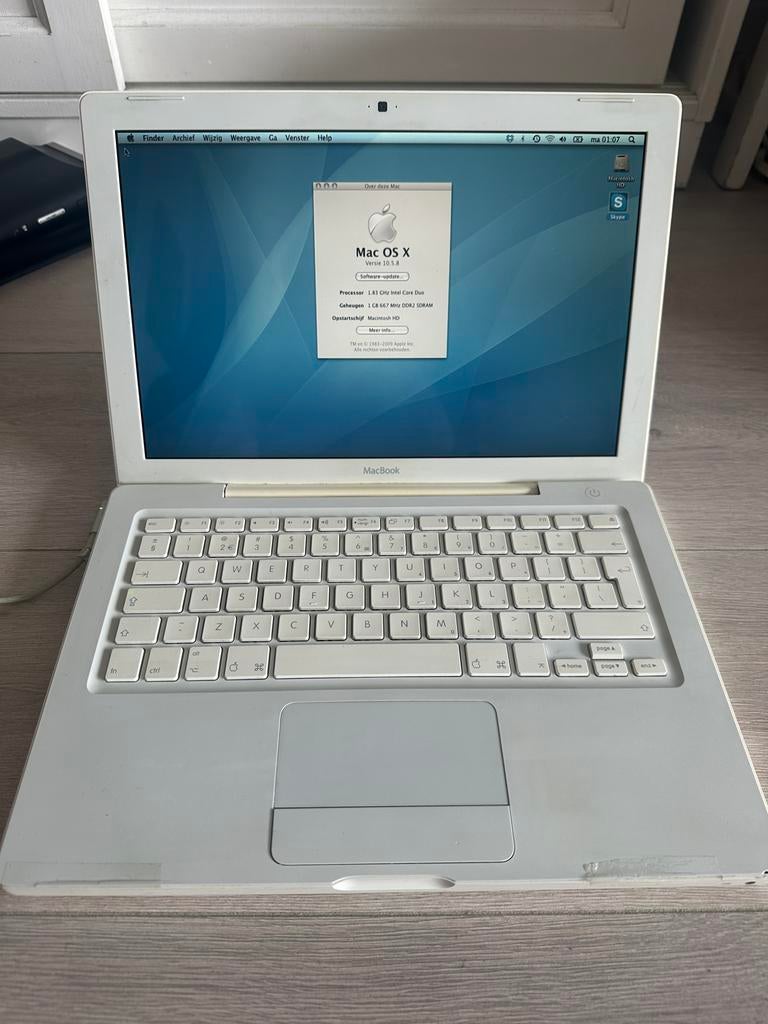 MacBook 1.1 Intel Core Duo 1.83 GHz 1 GB RAM, Computers en Software, Apple Macbooks, Gebruikt, MacBook, 13 inch, Minder dan 2 Ghz