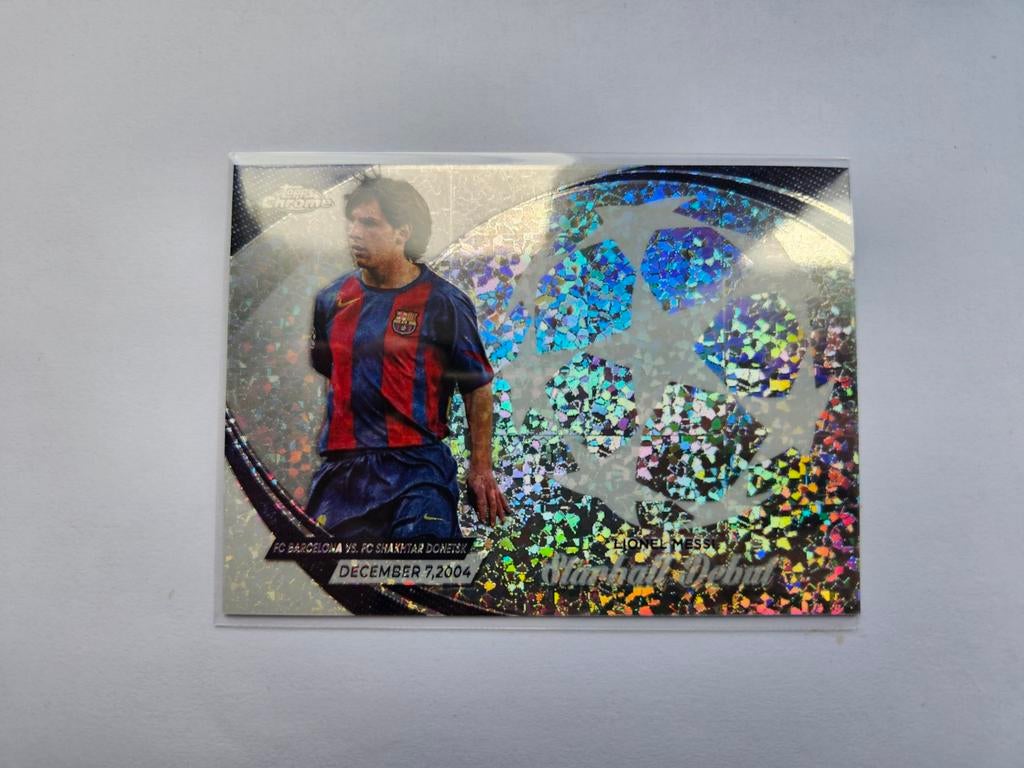 Lionel Messi Starball Debut Topps Chrome Champions League, Ophalen of Verzenden, Zo goed als nieuw, Buitenlandse clubs, Poster, Plaatje of Sticker