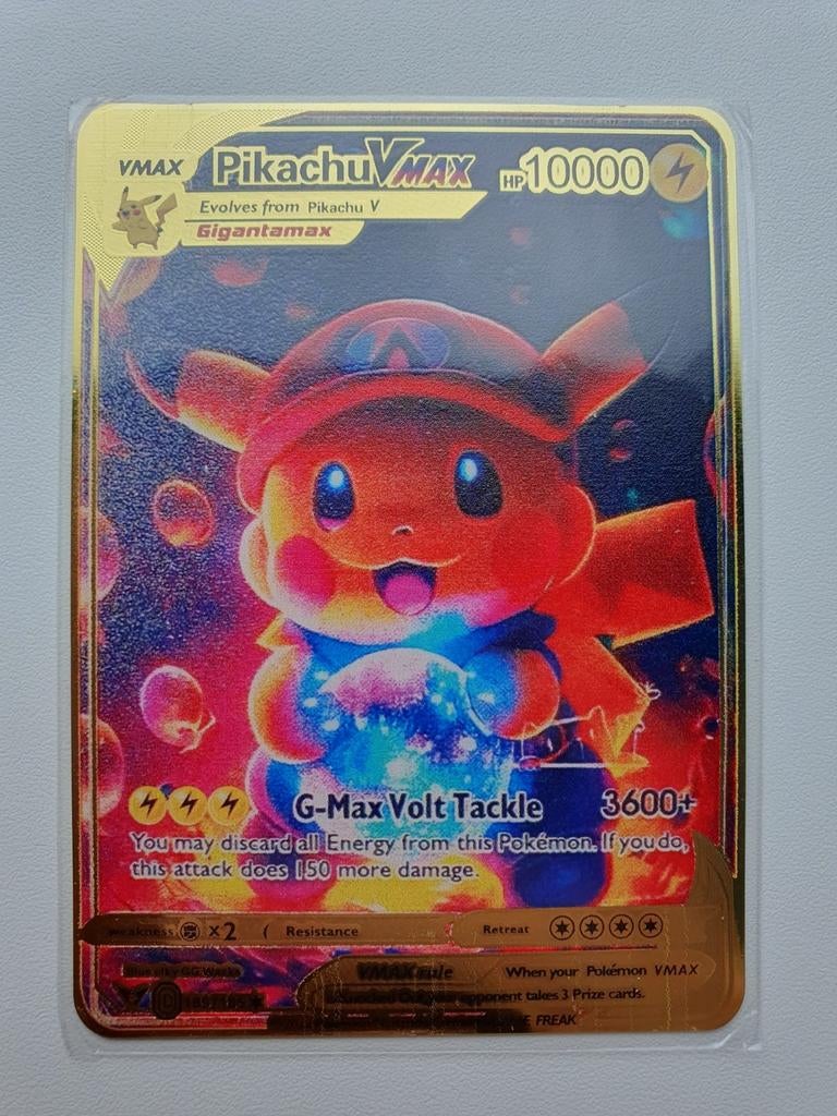 Mario Pikachu V Max Metal Card, Pokemon kaart van metaal. Go, Ophalen of Verzenden, Nieuw