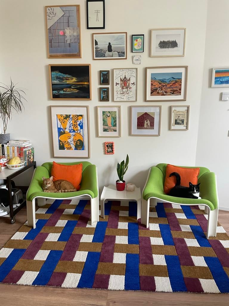 Veelkleurig tapijt 100%wol, kwantum 157 x 231 cm, Ophalen, Blauw, 150 tot 200 cm, 200 cm of meer