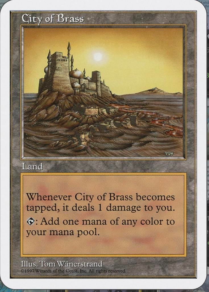 Magic: The Gathering - City of Brass (1997) Oude MTG Kaart, Hobby en Vrije tijd, Verzamelkaartspellen | Magic the Gathering, Ophalen of Verzenden