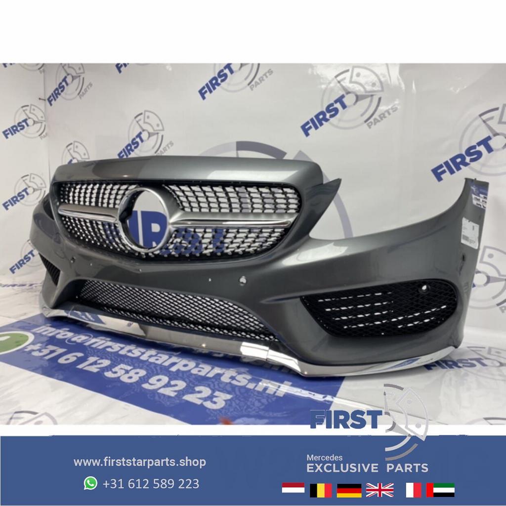 W205 C43 AMG VOORBUMPER COMPLEET Mercedes C Klasse 43 bumper, Gebruikt, -, Voor, Ophalen of Verzenden