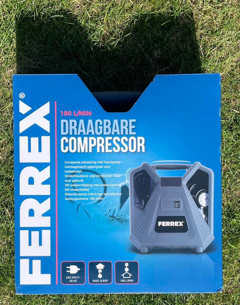 Draagbare compressor, Doe-het-zelf en Verbouw, Compressors, Zo goed als nieuw, Minder dan 25 liter, Minder dan 200 liter/min, Ophalen of Verzenden