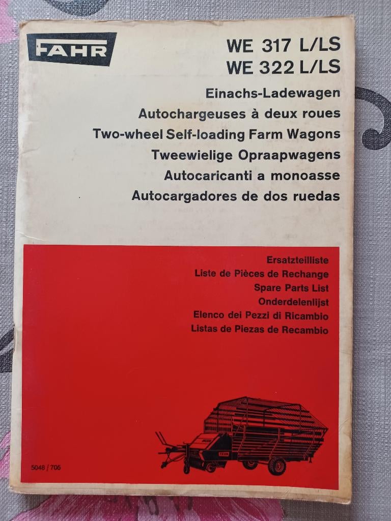 Onderdelenboek Fahr opraapwagens WE 317 L/LS en WE 322 L/LS, Boeken, Ophalen of Verzenden, Gelezen, Tractor en Landbouw