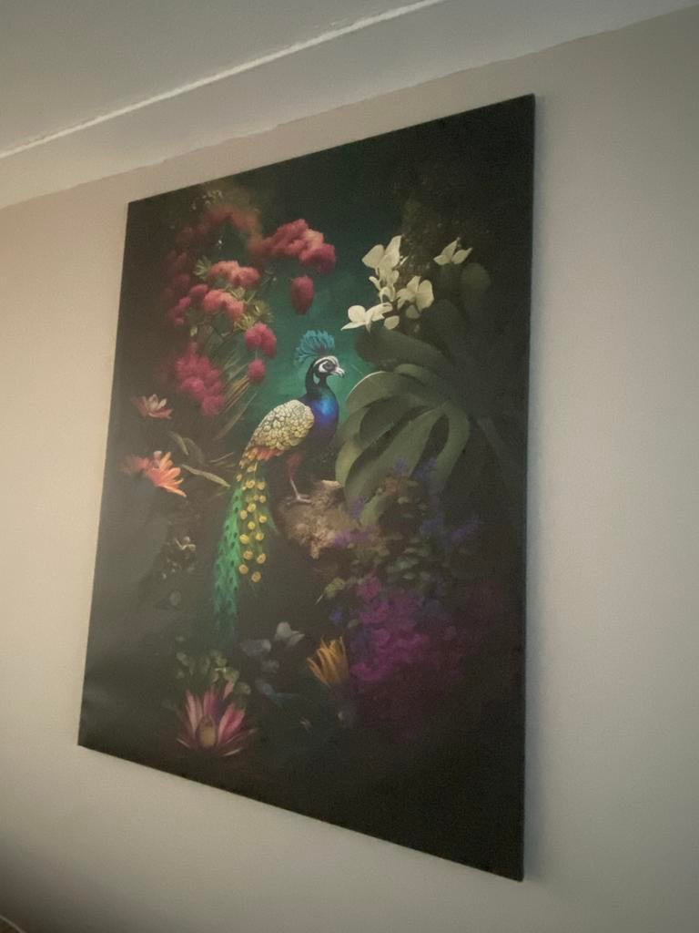 Wand schilderij van een pauw., Antiek en Kunst, Kunst | Schilderijen | Abstract, Ophalen