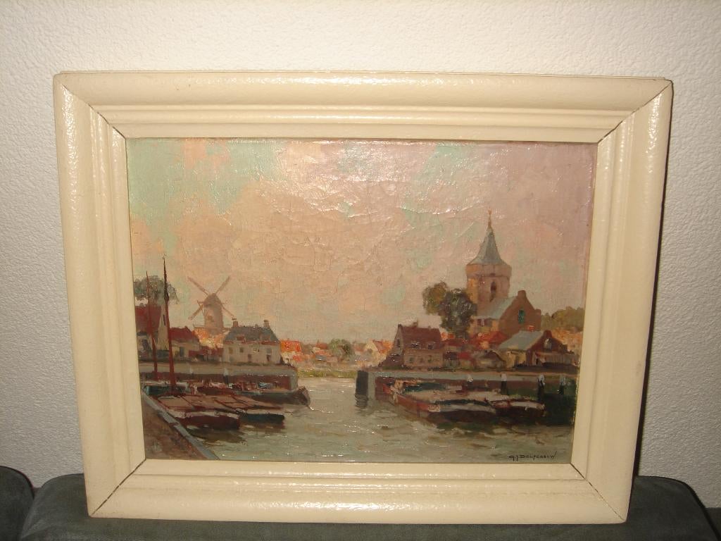 G. J. Delfgaauw, (1882 - 1947), Haven - Stads gezicht., Ophalen of Verzenden