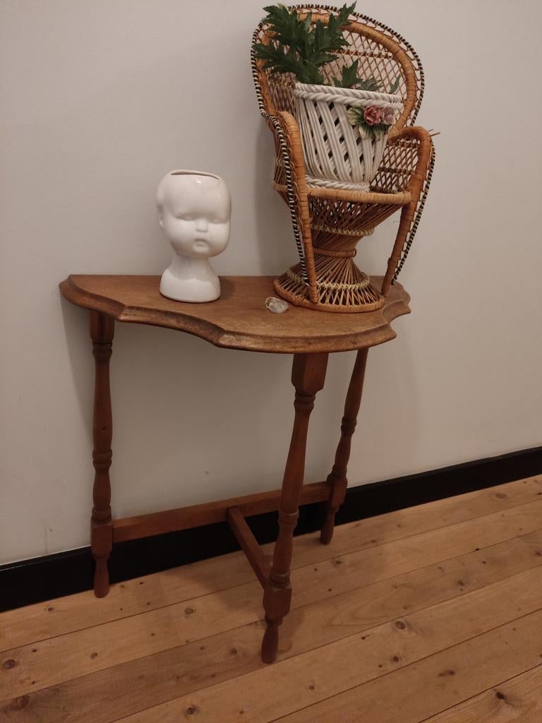 Vintage , Retro, Antieke Houten Wand tafeltje, Ophalen of Verzenden, 25 tot 50 cm, Rechthoekig, 50 tot 100 cm