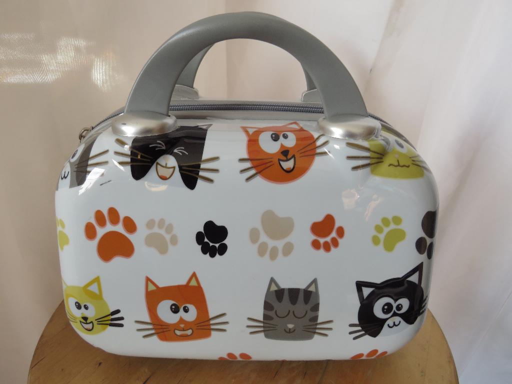 grijze kleine hardcase koffer/ grote make up case katten, Ophalen of Verzenden, Gebruikt, Grijs, Hardcase