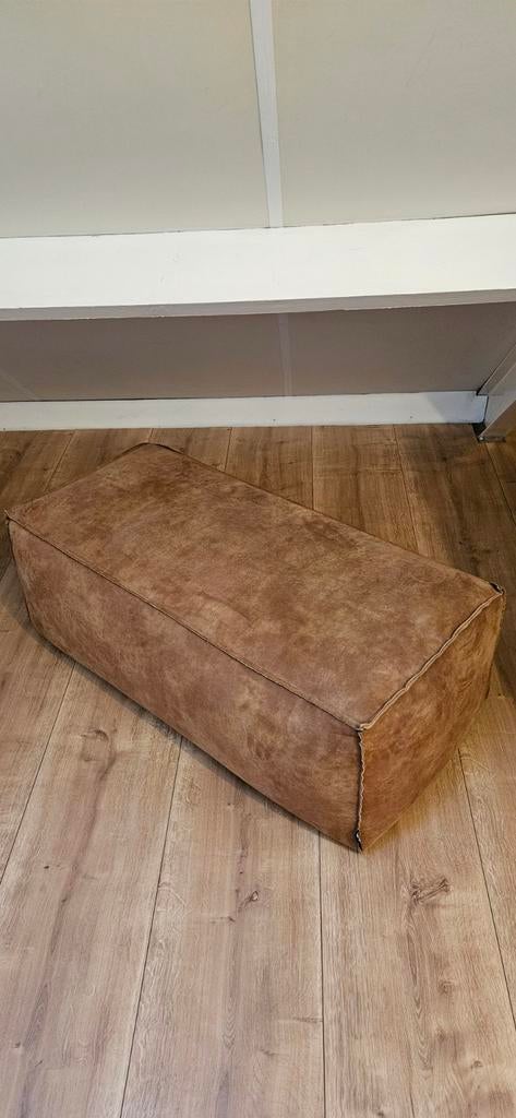 BePure Rodeo poef in cognac kleur - Goede staat, Ophalen, Gebruikt, Rechthoekig, Leer