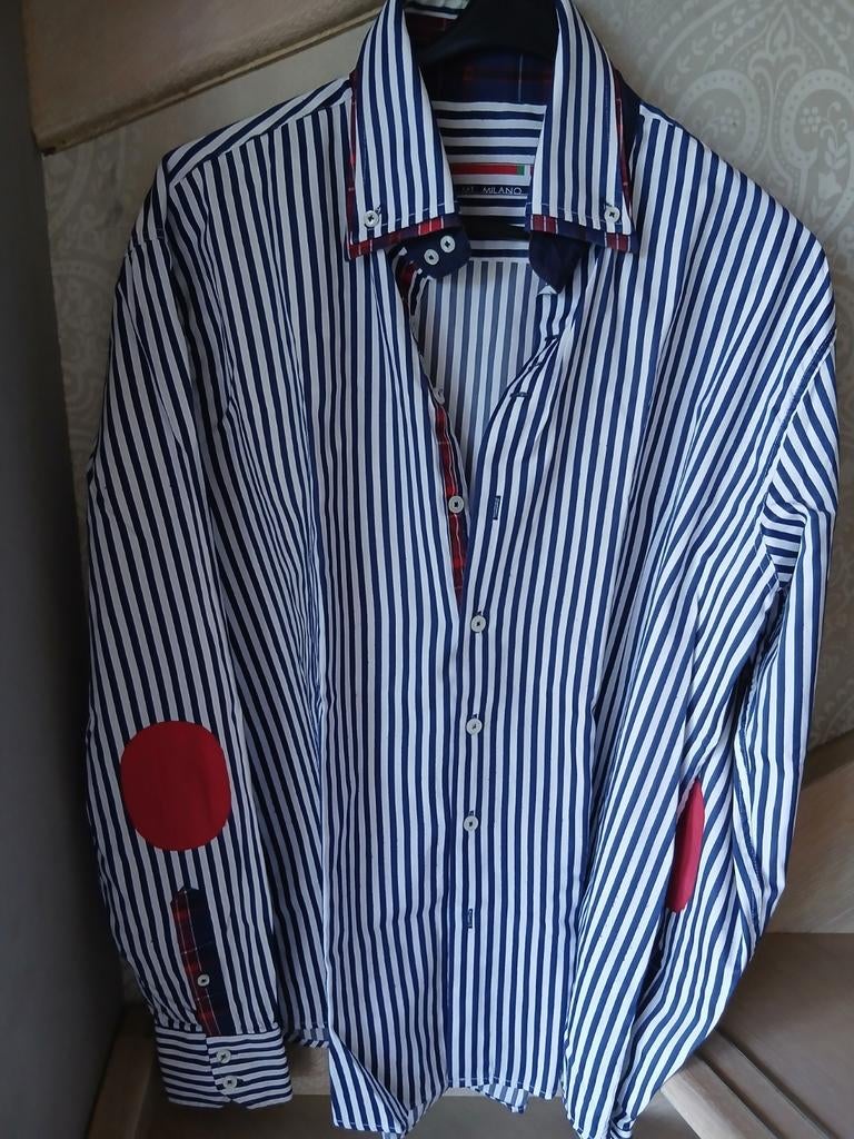 Mooi Italiaanse blouse, Ophalen, Zo goed als nieuw, Blauw, Halswijdte 43/44 (XL)