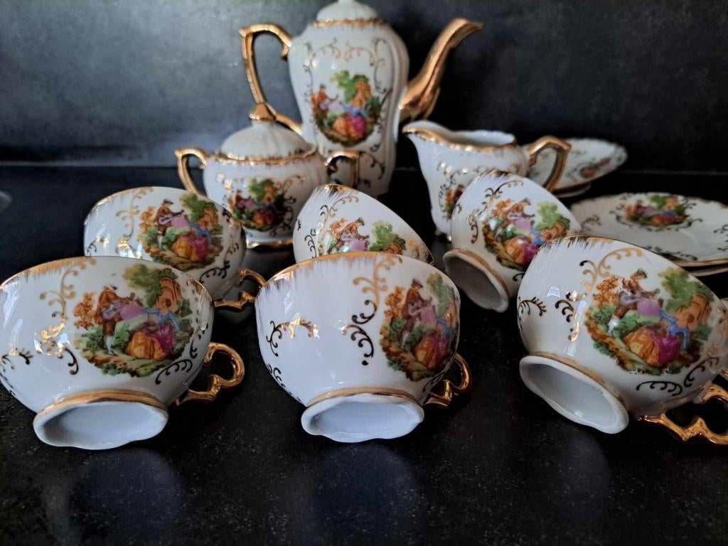 vintage thee of mokka servies barok, Antiek en Kunst, Ophalen