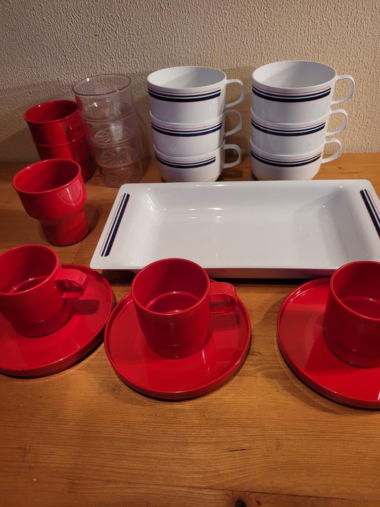 Mepal servies Marina soepkommen beker schaal glazen rood wit, Ophalen of Verzenden, Zo goed als nieuw