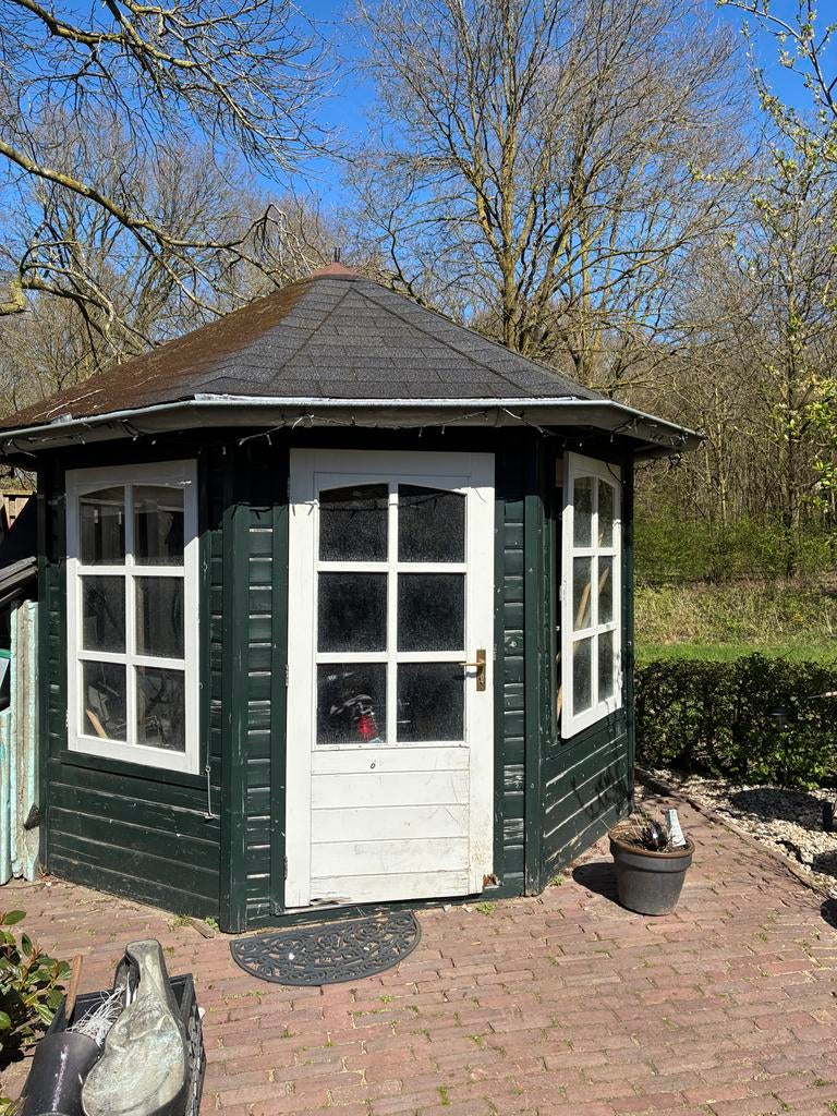 Tuinhuis 3x3m met 2 ramen, deur, zinken goot, elektr, Tuin en Terras, Tuinhuizen, Gebruikt, Tuinhuis, Hout, 250 tot 500 cm, 200 tot 400 cm