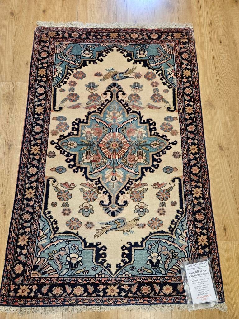 Vintage handgeknoopt perzisch tapijt tafresh 123x78, Info@SlatsAntiek.nl, 100 tot 150 cm, Perzisch, Rechthoekig