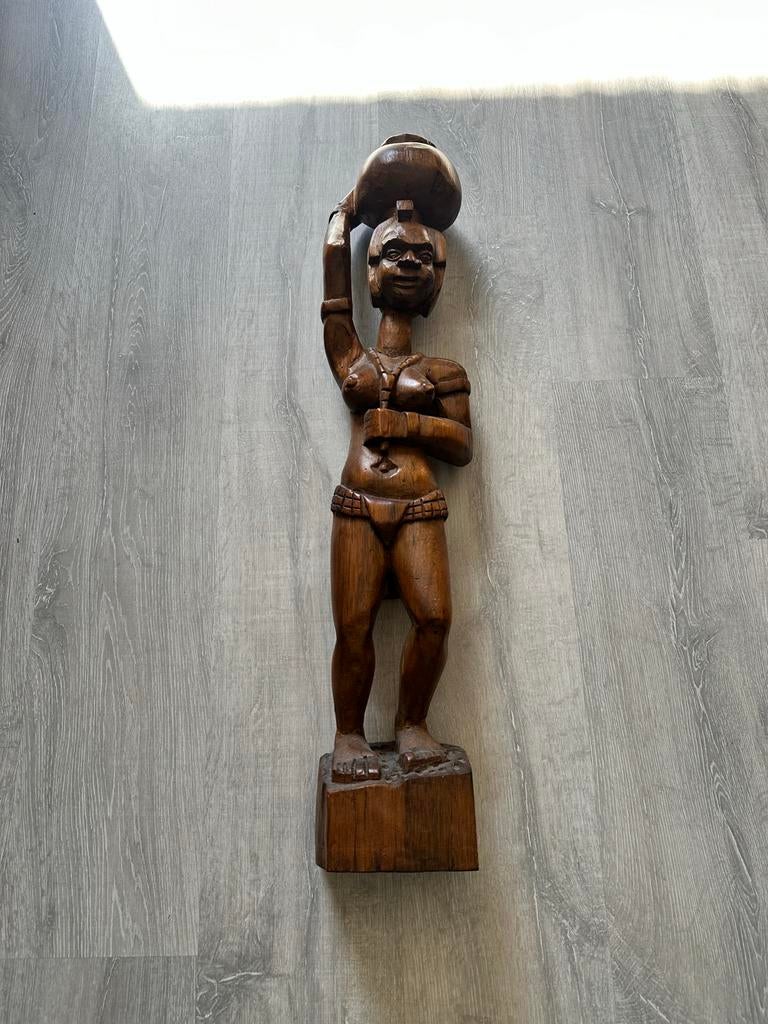 Uniek handgesneden houten beeld - Afrikaanse stijl, Ophalen, Overige onderwerpen, Handgemaakt, 20 - 50 cm