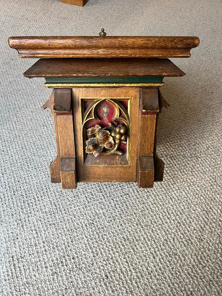 Antiek Neogotisch Eiken Huisaltaar / Reliekhouder, Antiek en Kunst, Ophalen of Verzenden