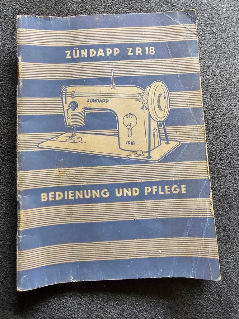 Zundapp ZR 18 Bediening en Onderhoud Naaimachine origineel., Ophalen of Verzenden, Gebruikt