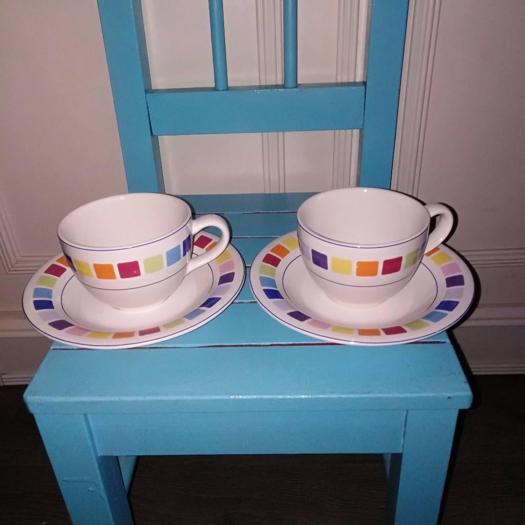 Kop en schotels Royal Orchid Stoneware 2 stuks, Gebruikt, Ophalen of Verzenden, Overige stijlen, Kop(pen) en/of Schotel(s)