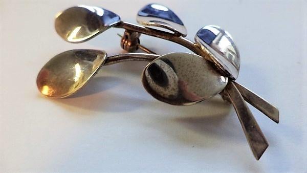 Prachtige Noorse design broche, N. Buchholts (7219-3512), Ophalen, Zo goed als nieuw, Zilver, Overige materialen