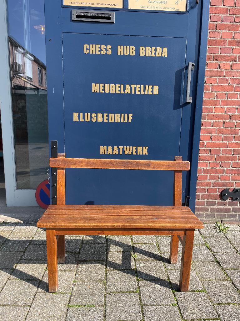 Tof vintage Frans massief houten bankje, Ophalen