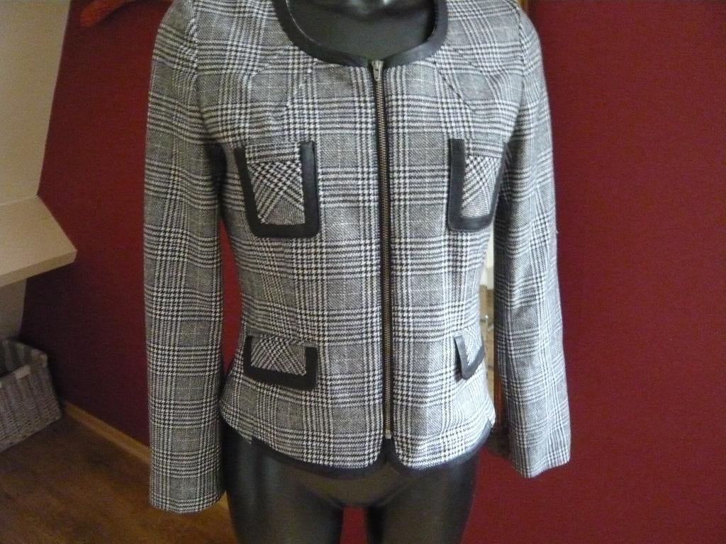 Scarva Lifestyle collection kort geruit jasje mt 36, Scarva, Zwart, Ophalen of Verzenden, Zo goed als nieuw