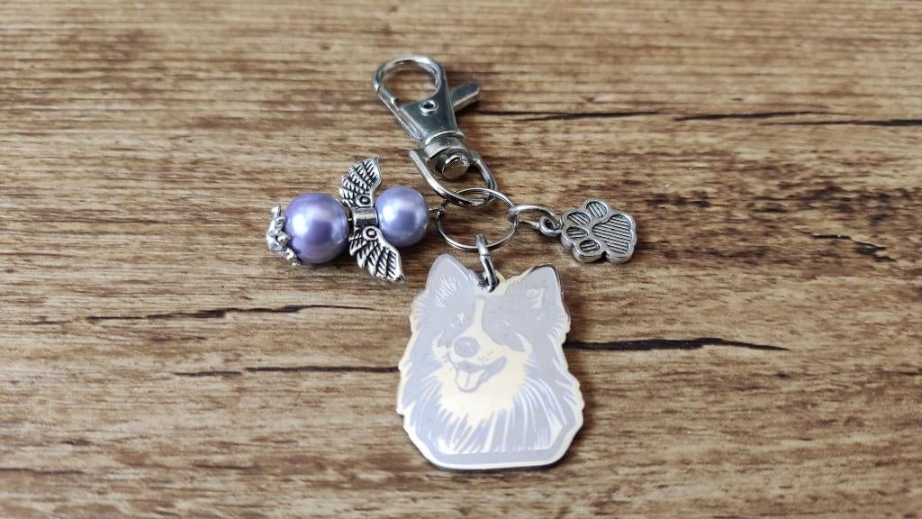 Sleutelhanger Welsh corgi pembroke RVS met beschermengeltje, Verzenden, Nieuw