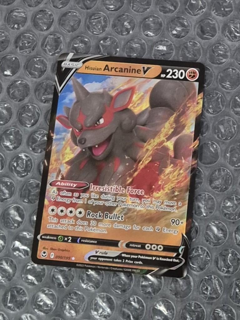 Hisuian Arcanine V 090/195 Silver Tempest Sword & Shield, Ophalen of Verzenden, Zo goed als nieuw, Losse kaart, Foil