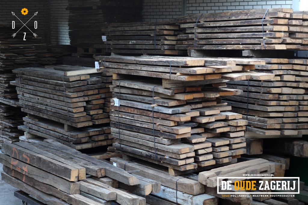 Oud eiken planken, balken, Barnwood & maatwerk houtproducten, Ophalen, Eiken, 50 mm of meer, Plank