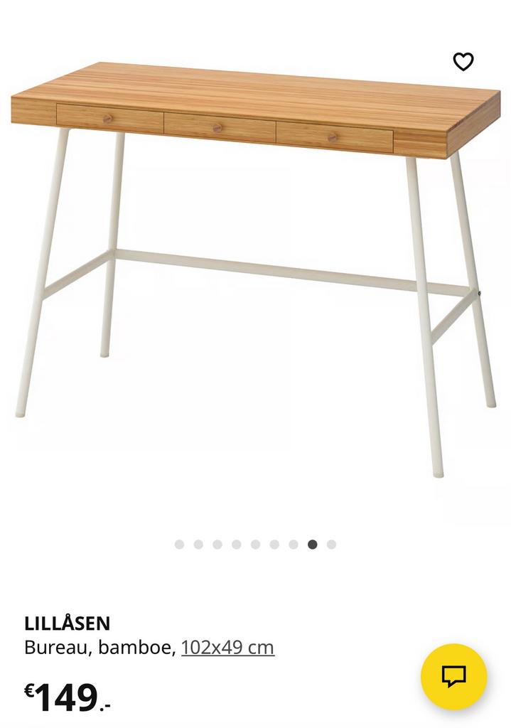 Lillasen bamboe bureau ikea, Huis en Inrichting, Bureaus, Ophalen, Gebruikt