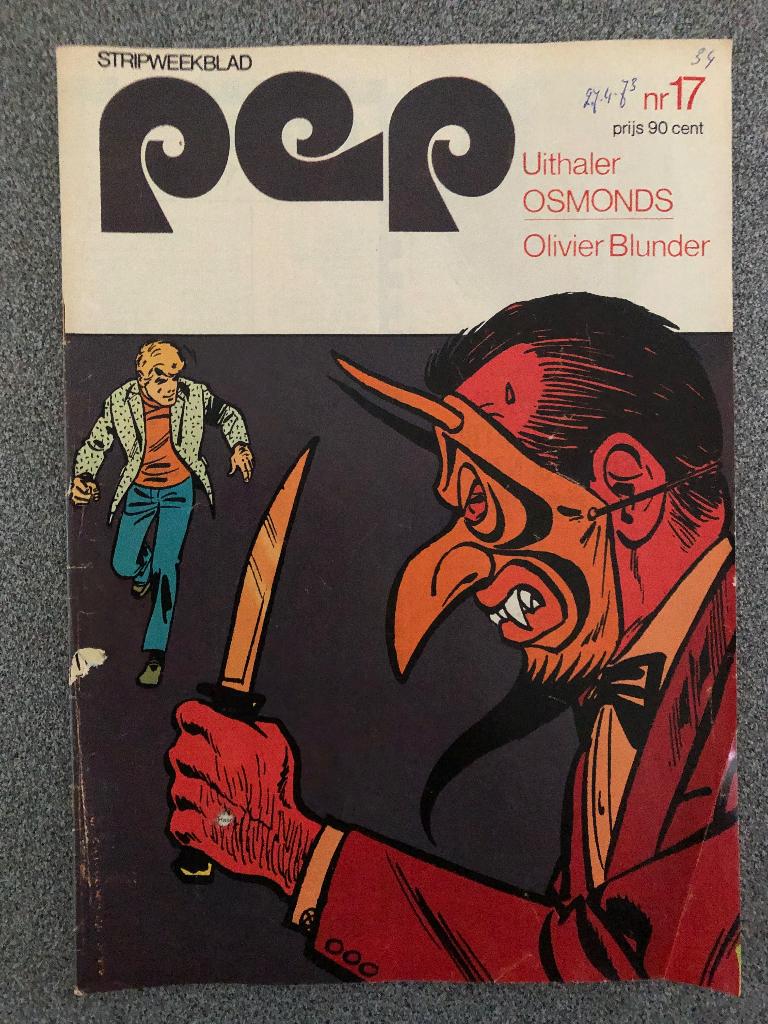 Weekblad Pep 1973 Nr 17 Osmonds, Boeken, Gelezen, Ophalen of Verzenden, Pep, Eén stripboek