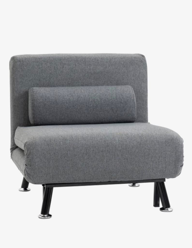 Grijze slaapstoel / loungestoel - 70x180 cm, Zo goed als nieuw, Grijs, Eenpersoons, 70 cm of minder