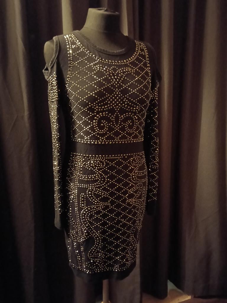 Zwarte jurk met studs - Maat S, Zwart, Ophalen of Verzenden, Zo goed als nieuw, Maat 36 (S)