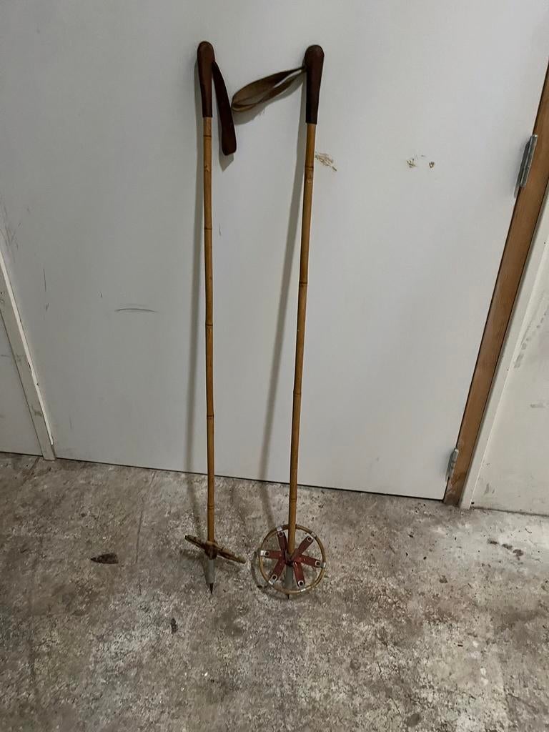 Vintage skistokken bamboe retro jaren 50-60 midcentury €20, Ophalen of Verzenden, Zo goed als nieuw, Overige merken
