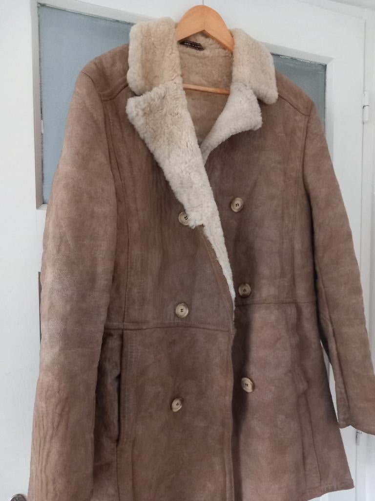 warme jas winter vintage lammy coat shearling schapenwol, Ophalen, Nieuw, Maat 38/40 (M), Bruin