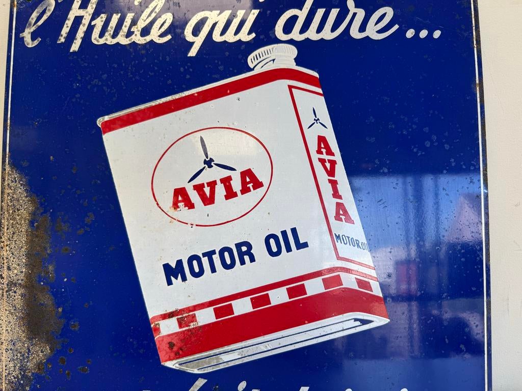 Vintage Avia Motorolie Reclamebord, Verzamelen, Reclamebord, Gebruikt, ., Ophalen of Verzenden