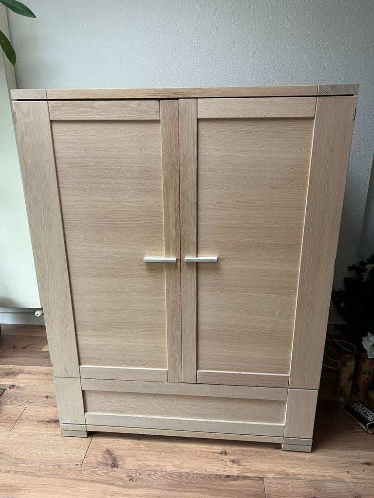 Computerkastet uittrekblad massief eikenhouten white wash, Ophalen, Gebruikt, 70 tot 120 cm, 40 tot 80 cm