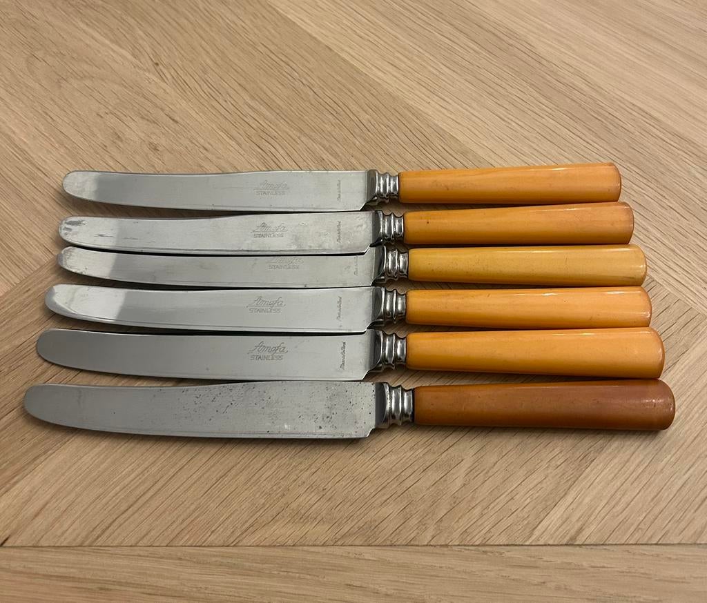 Bakeliet Catalin Oude Messen Set, Antiek en Kunst, Antiek | Bestek, Ophalen of Verzenden