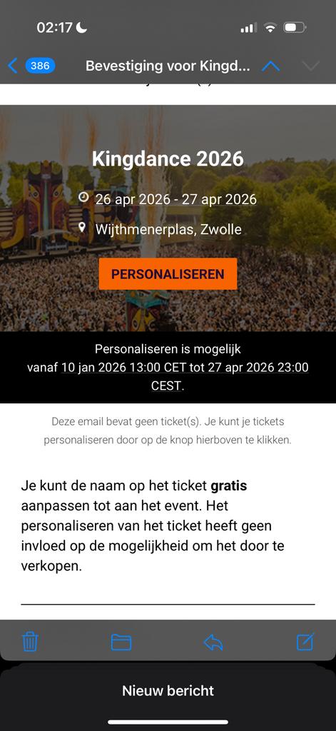 Kingdance zwolle 26 april 2x, Twee personen, Cadeaubon