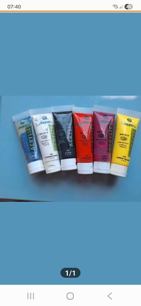 6 Tubes Acrylverf - Diverse Kleuren, Ophalen of Verzenden, Nieuw, Acrylverf