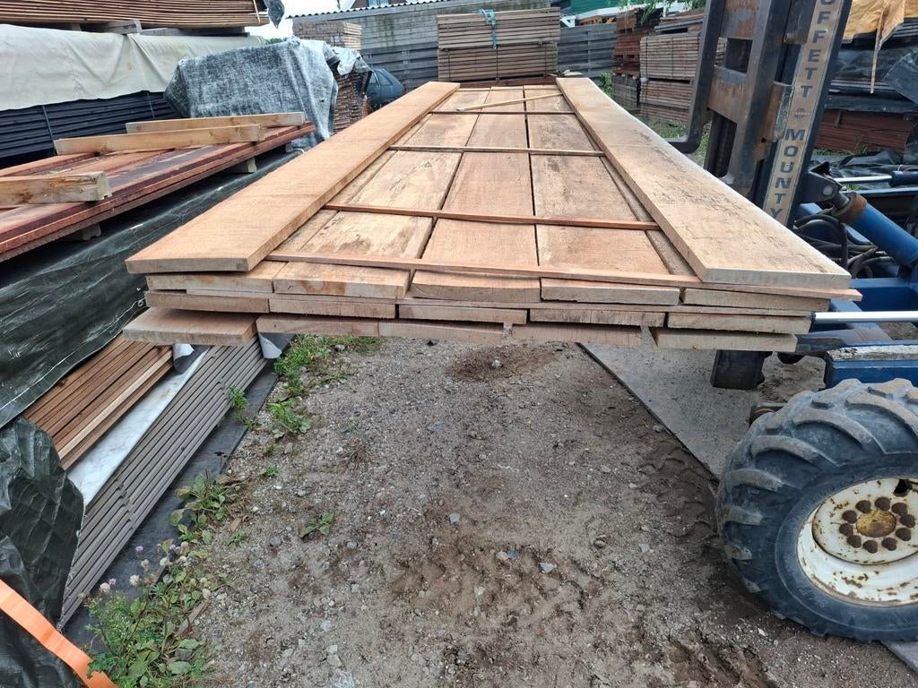 Partij 17 st hardhout beschoeiing planken 350x20cm bezorgen, Ophalen, Planken, Nieuw, Hardhout