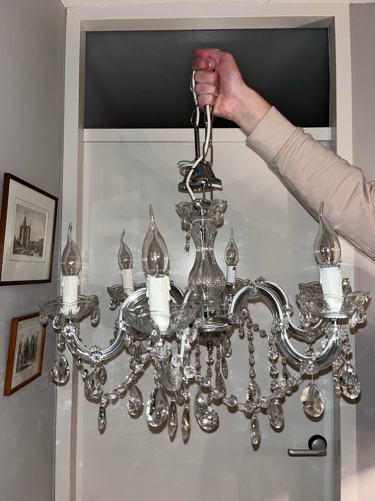 Kroonluchter zilver, Ophalen of Verzenden, Gebruikt, Glas