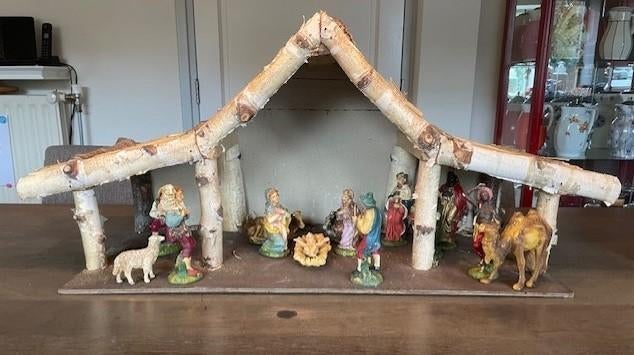 Uitgebreide Kerstgroep met stal, Ophalen of Verzenden, Gebruikt