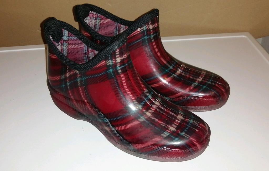 Schotse ruit regenlaarzen enkelhoogte maat 38, Ophalen of Verzenden