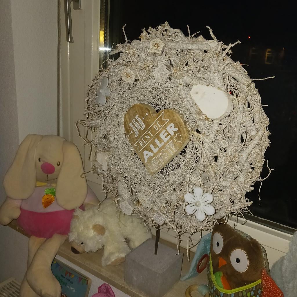 Krans op statief met lieve tekst, Ophalen