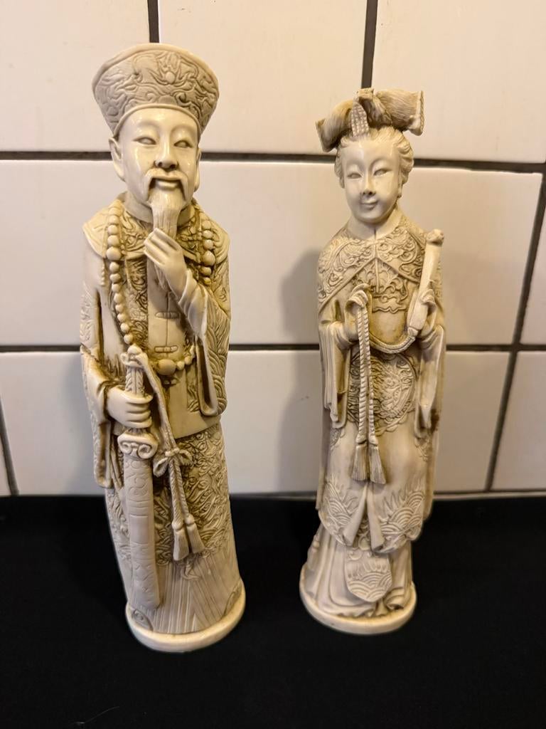 Chinese Koning en Koningin Beelden - Empire Stijl, Antiek en Kunst, Ophalen of Verzenden