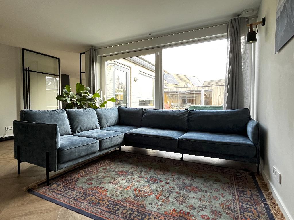 XOOON Modena Hoekbank | Karese stof Blauw | Designpootjes, Ophalen, Zo goed als nieuw, Stof