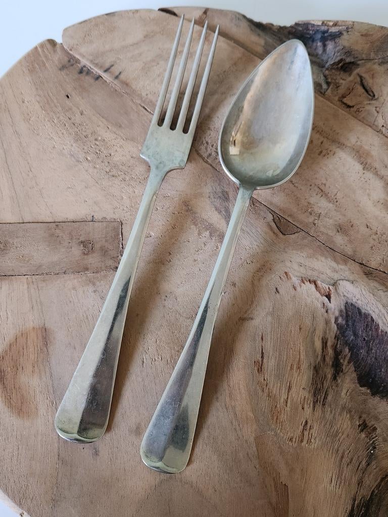 Gerritsen vork/lepel Haags lofje, Antiek en Kunst, Antiek | Bestek, Ophalen of Verzenden